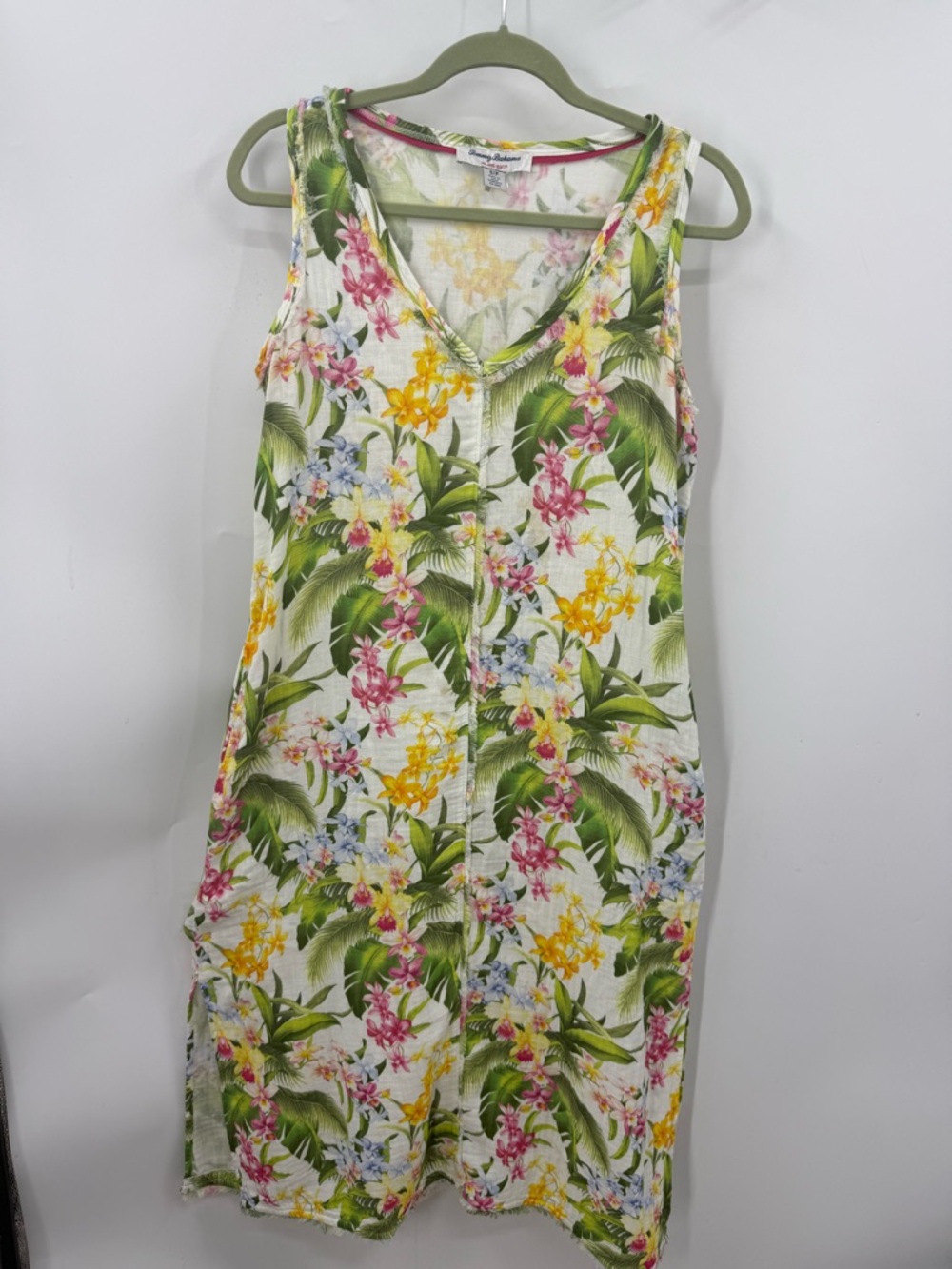 Tommy Bahama Island Soft Breezy Blooms Tropical Floral Sleeveless Midi Dress S